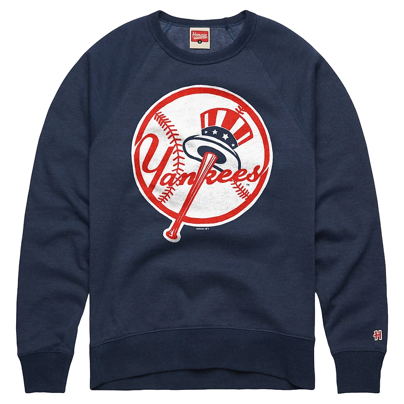 Sweat-shirt raglan pour homme Homage Navy New York Yankees Cooperstown Collection en mélange de trois matières