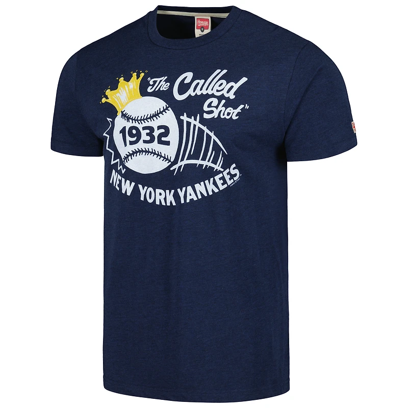 Men's Homage Navy New York Yankees Doodle Collection The Called Shot Tri-Blend T-Shirt