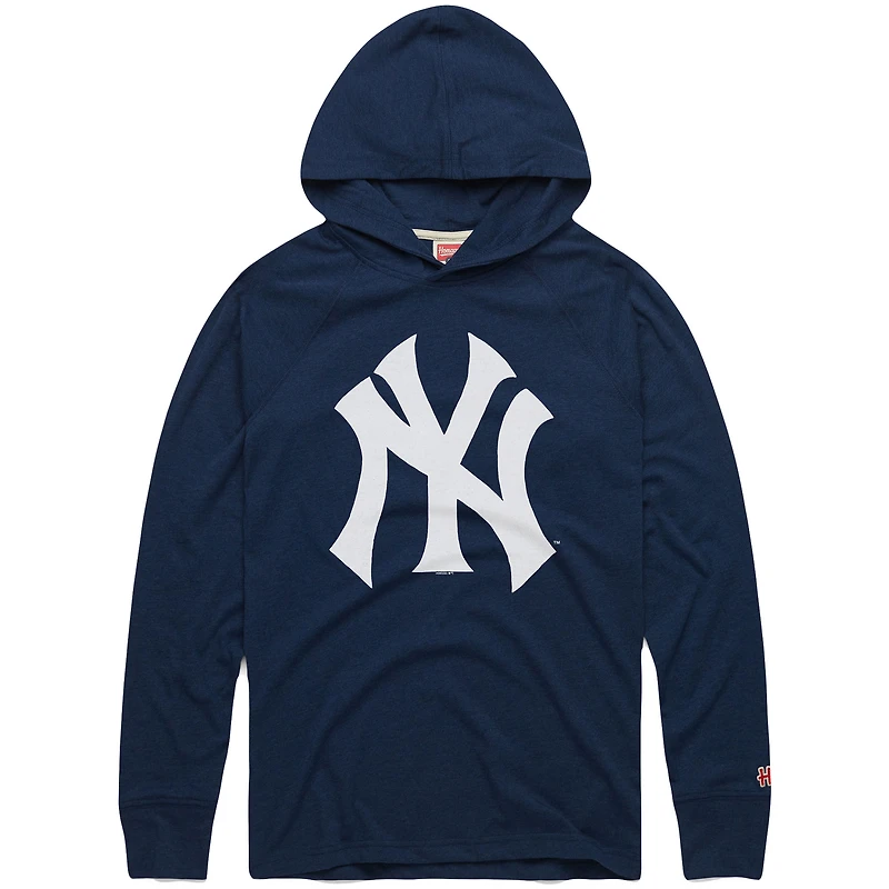 Sweat à capuche léger trois bandes bleu marine Homage New York Yankees