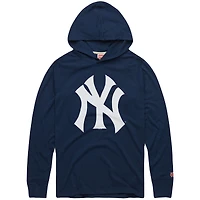 Sweat à capuche léger trois bandes bleu marine Homage New York Yankees