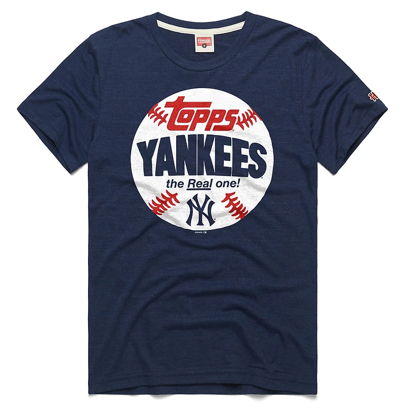 Men's Homage  Navy New York Yankees MLB x Topps Baseball The Real One Tri-Blend T-Shirt