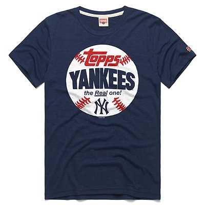 Men's Homage Navy New York Yankees MLB x Topps Baseball The Real One Tri-Blend T-Shirt