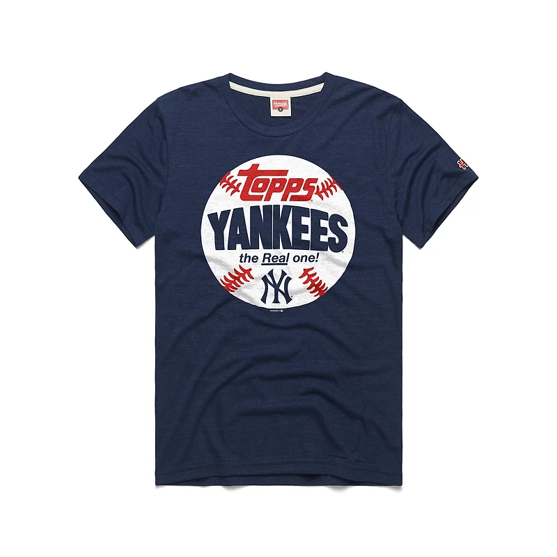 Men's Homage Navy New York Yankees MLB x Topps Baseball The Real One Tri-Blend T-Shirt