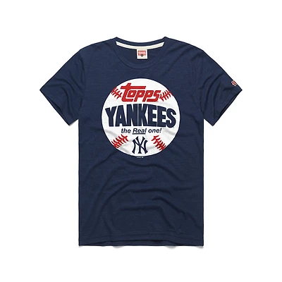 Men's Homage  Navy New York Yankees MLB x Topps Baseball The Real One Tri-Blend T-Shirt