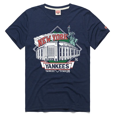 Men's Homage Navy New York Yankees Yankee Stadium Facade T-Shirt