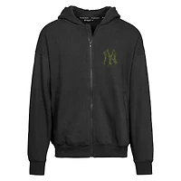 Sweat à capuche entièrement zippé surdimensionné motif camouflage numérique Uphill des Yankees de New York pour homme Levelwear, noir
