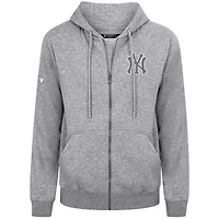 Men's Levelwear Gray New York Yankees Podium Banner Arch Full-Zip Hoodie