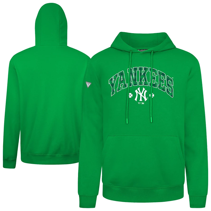 Men's Levelwear  Green New York Yankees St. Patrick's Day Podium Plaid Pullover Hoodie