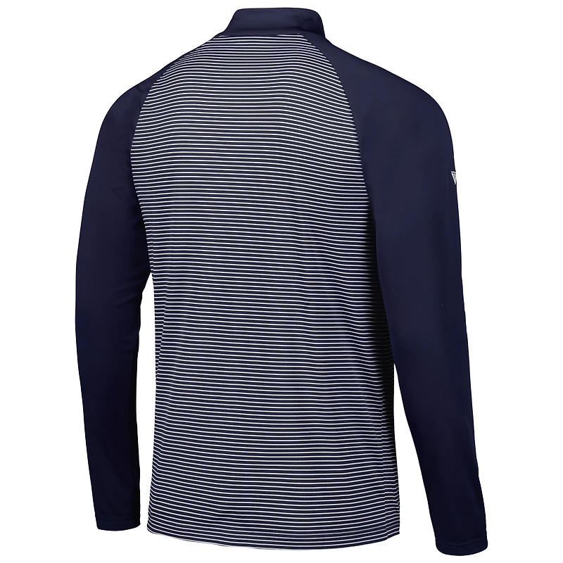 Men's Levelwear Navy New York Yankees Charter Striped Raglan Quarter-Zip Top