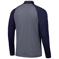 Men's Levelwear Navy New York Yankees Charter Striped Raglan Quarter-Zip Top
