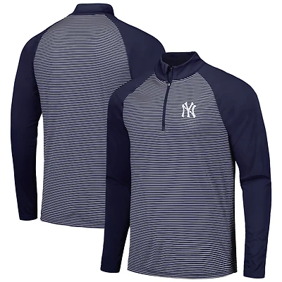 Haut à rayures raglan et quart de zip Levelwear Navy New York Yankees Charter pour homme