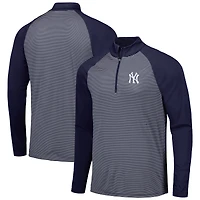 Haut à rayures raglan et quart de zip Levelwear Navy New York Yankees Charter pour homme