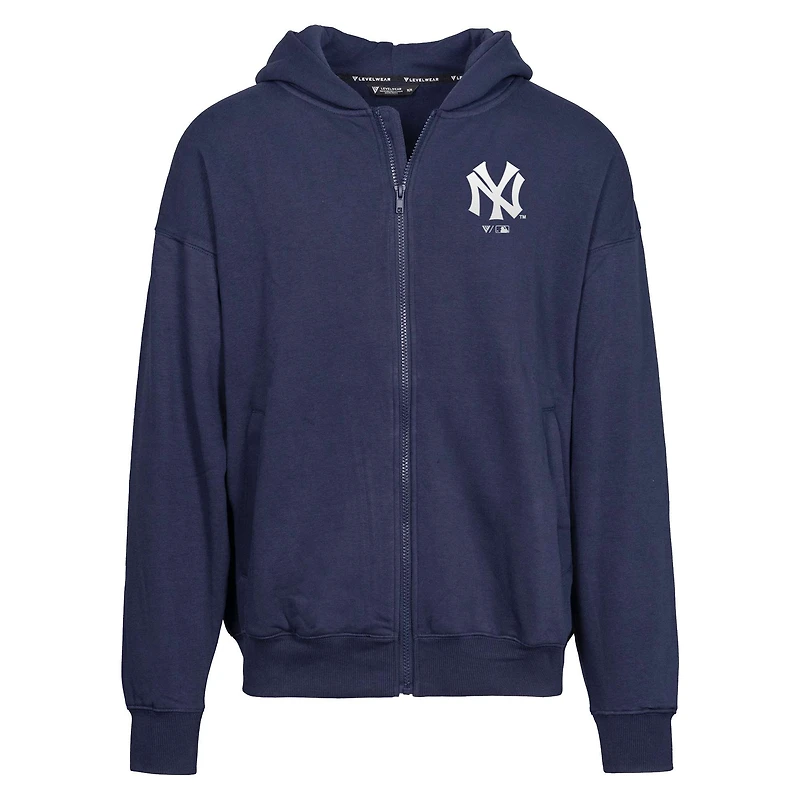 Men's Levelwear  Navy New York Yankees Uphill City Core Logo Full-Zip Hoodie