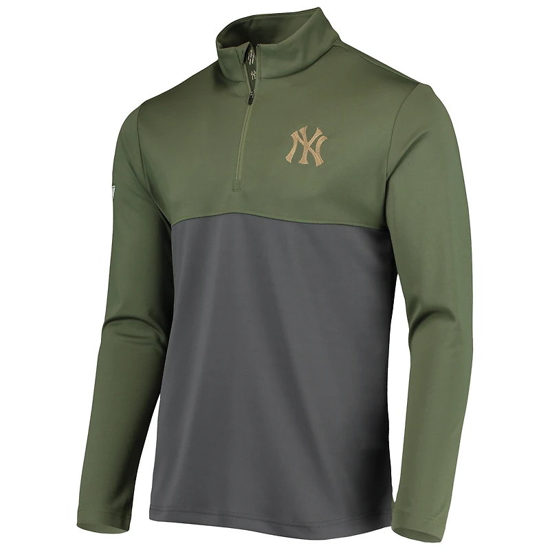 Veste pour homme Levelwear Olive New York Yankees Delta Pursue Quarter-Zip