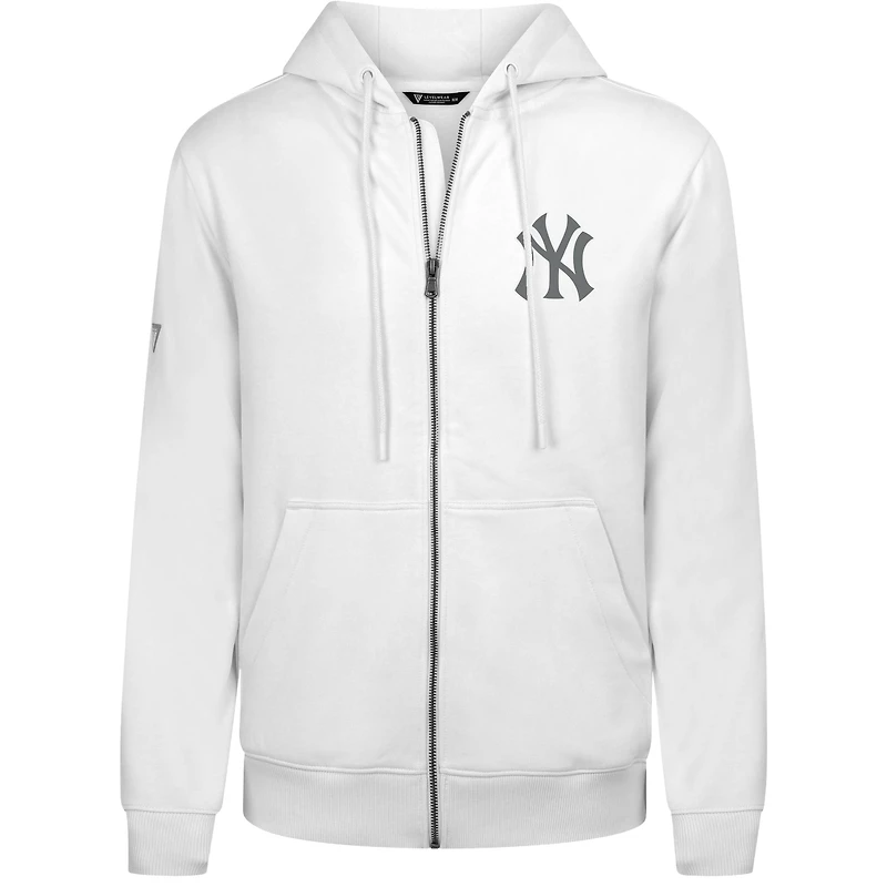 Men's Levelwear White New York Yankees Podium Banner Arch Full-Zip Hoodie