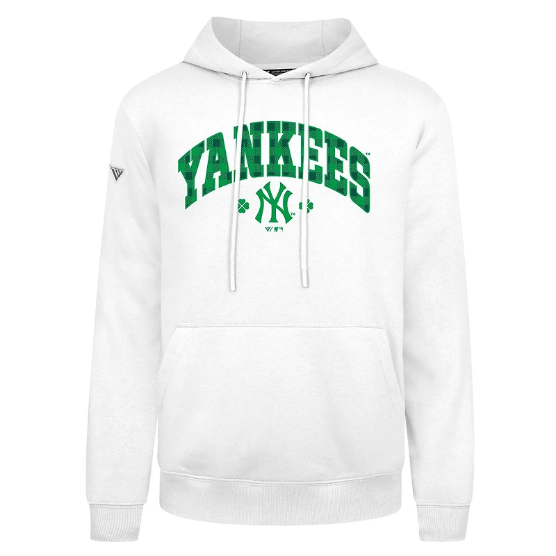Sweat à capuche carreaux Podium de la Saint-Patrick des Yankees New York pour hommes Levelwear blanc