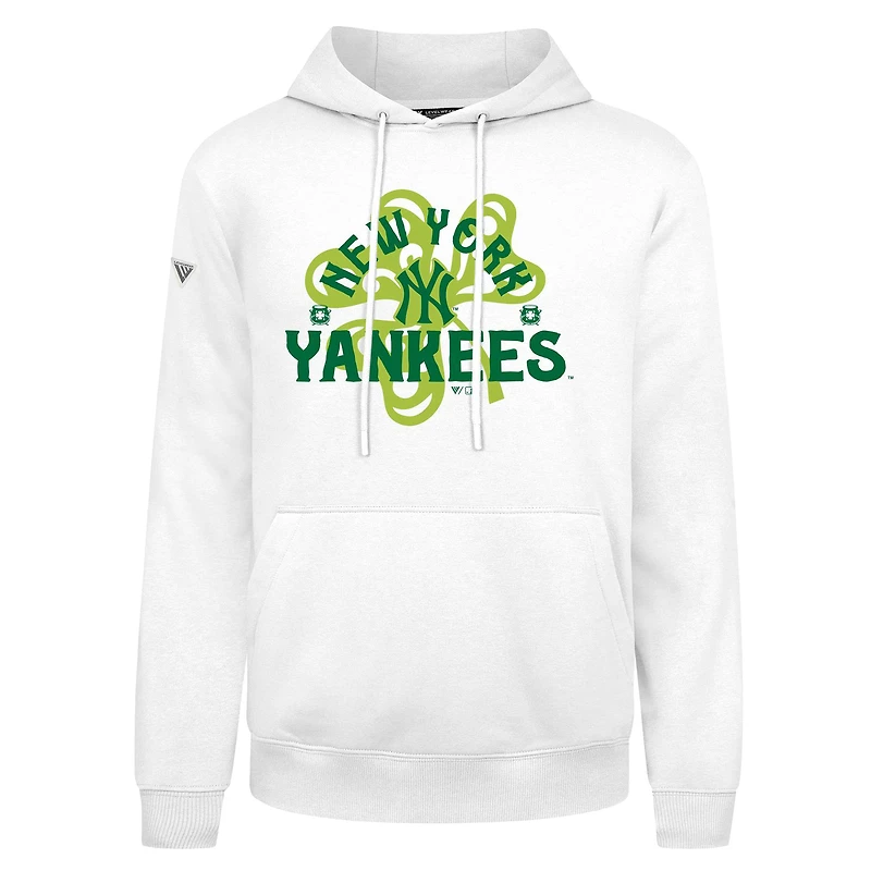 Sweat à capuche blanc pour homme Levelwear New York Yankees St. Patrick's Day Podium Shamrock