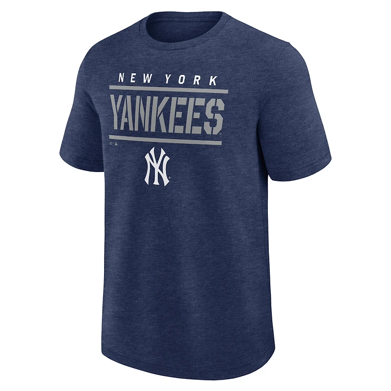 Men's Logo Athletic Heather Navy New York Yankees Top Notch T-Shirt