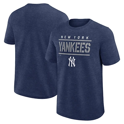 Men's Logo Athletic Heather Navy New York Yankees Top Notch T-Shirt