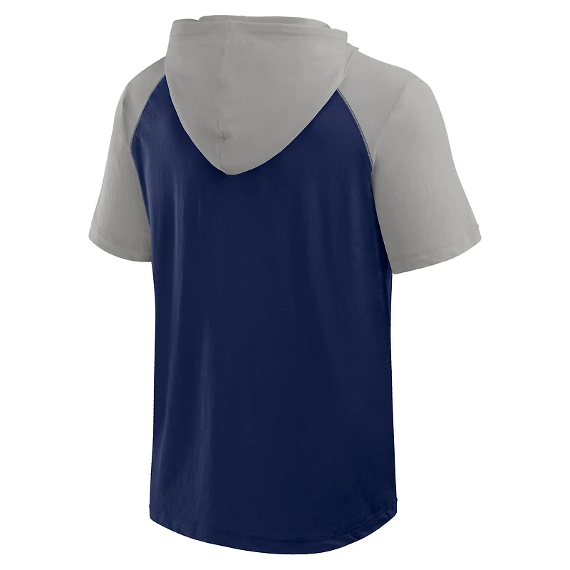 Men's Logo Athletic Navy New York Yankees Prime Raglan Short Sleeve Hoodie T-Shirt