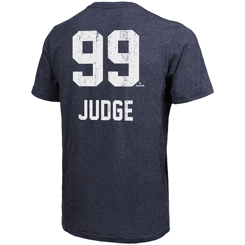 Men's Majestic Threads Aaron Judge Navy New York Yankees Triblend Name & Number T-Shirt