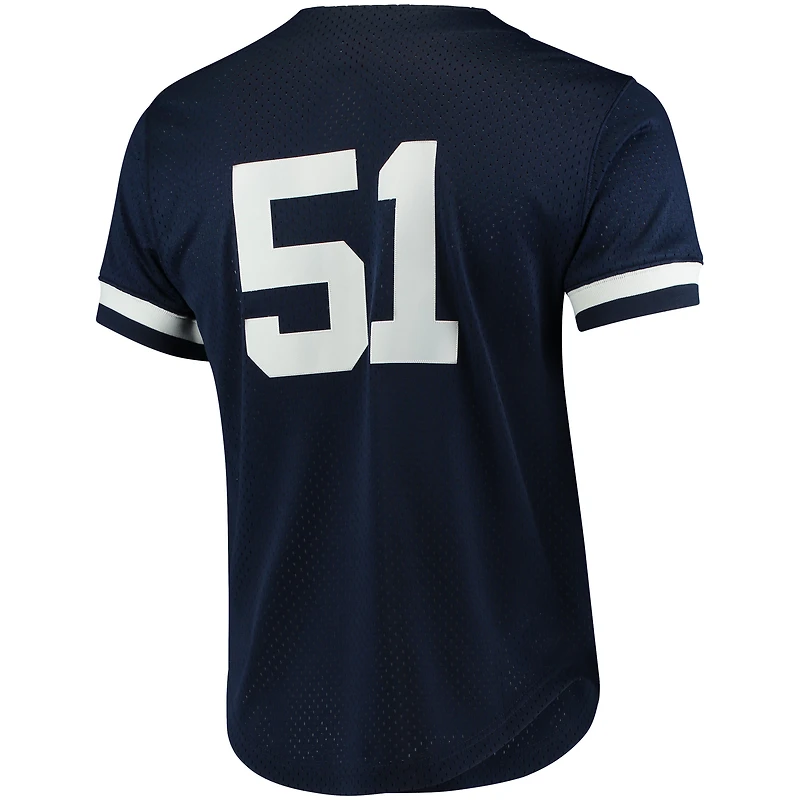 Men's Mitchell & Ness Bernie Williams Navy New York Yankees Cooperstown Collection Mesh Batting Practice Button-Up Jersey