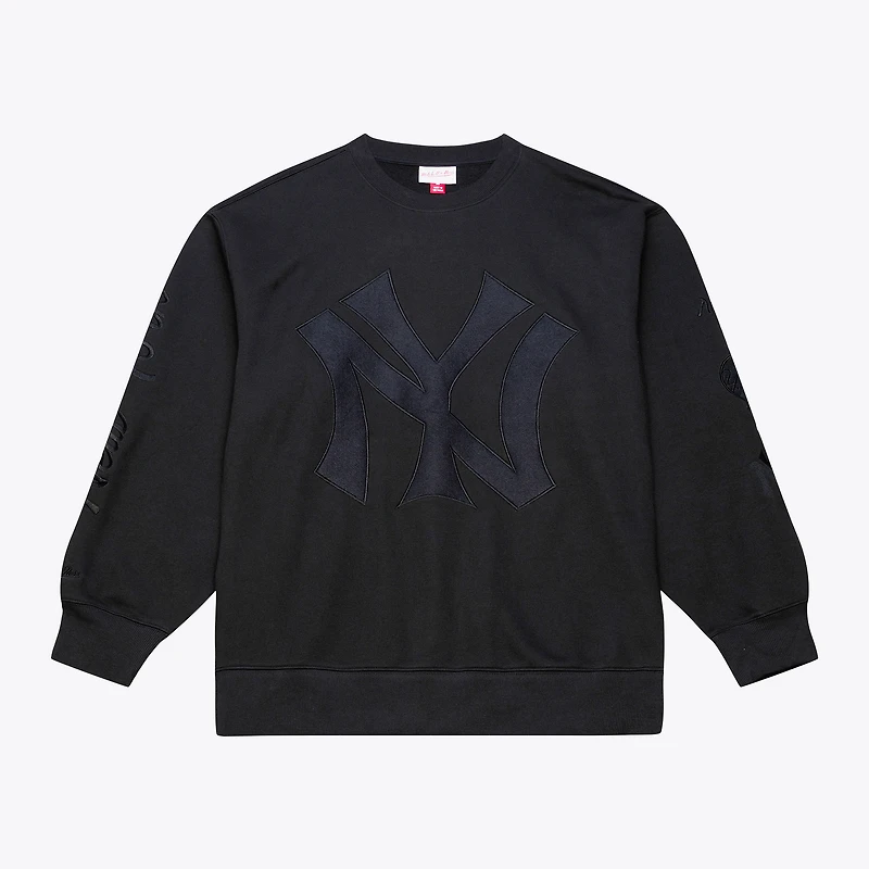 Sweat-shirt à col rond en polaire Phantom noir Mitchell & Ness pour homme, New York Yankees