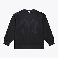 Sweat-shirt à col rond en polaire Phantom noir Mitchell & Ness pour homme, New York Yankees