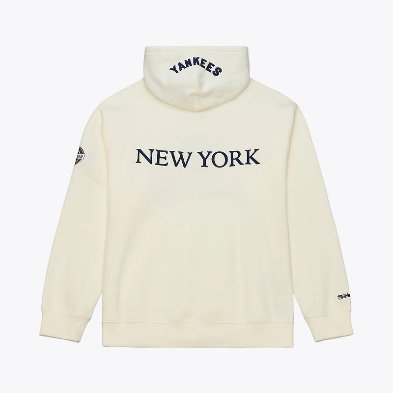 Sweat à capuche classique en polaire crème Mitchell & Ness pour homme, New York Yankees