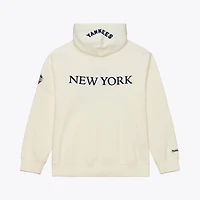 Sweat à capuche classique en polaire crème Mitchell & Ness pour homme, New York Yankees