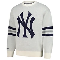 Pull rétro pour homme Mitchell & Ness crème New York Yankees