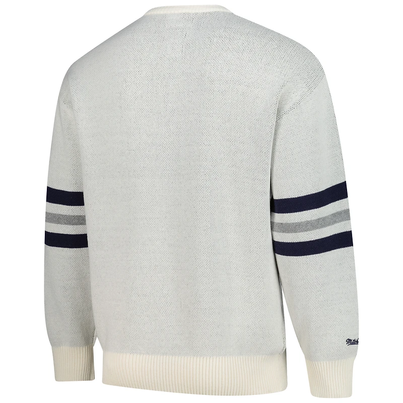 Pull rétro pour homme Mitchell & Ness crème New York Yankees