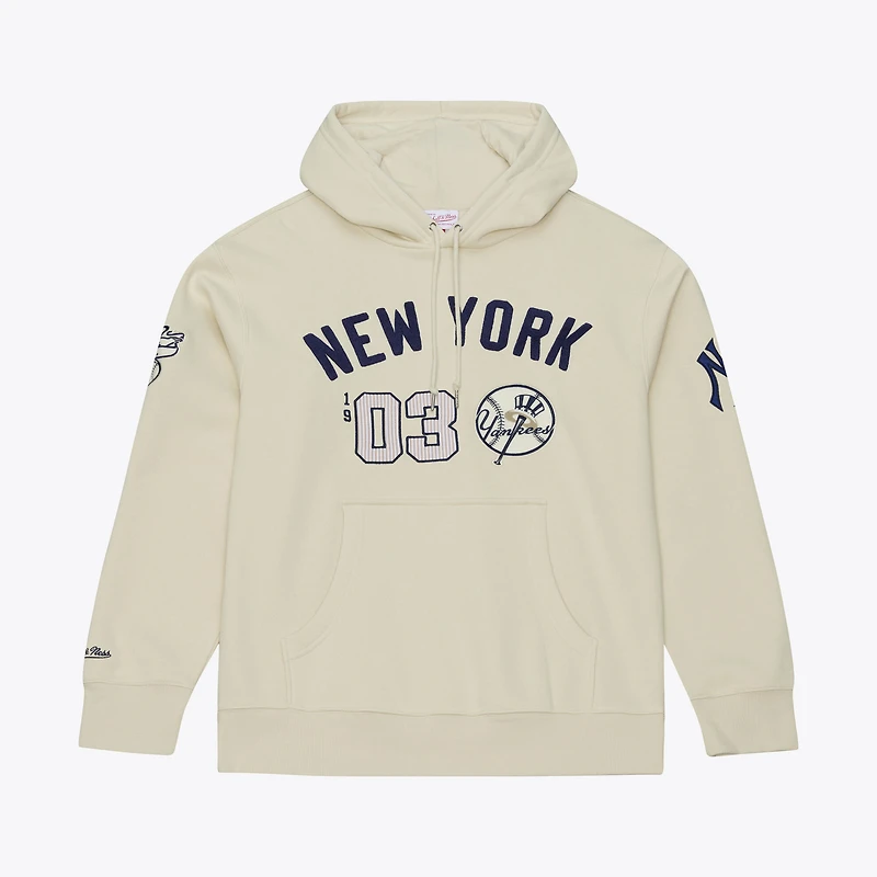 Sweat à capuche en polaire Mitchell & Ness crème New York Yankees Yacht Rock pour homme