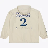 Men's Mitchell & Ness Derek Jeter Cream New York Yankees Full-Snap Yacht Rock Name Number Hooded Coach's Jacket