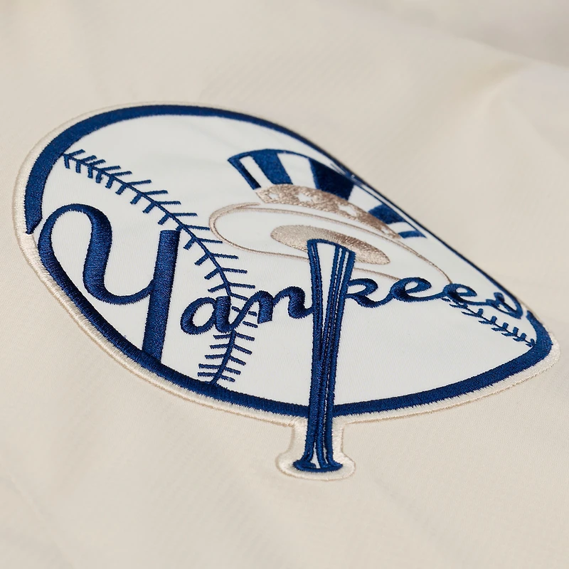 Men's Mitchell & Ness Derek Jeter Cream New York Yankees Full-Snap Yacht Rock Name Number Hooded Coach's Jacket