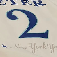 Men's Mitchell & Ness Derek Jeter Cream New York Yankees Full-Snap Yacht Rock Name Number Hooded Coach's Jacket