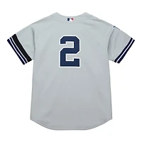 Maillot authentique Mitchell & Ness Derek Jeter gris pour homme des Yankees de New York, collection Cooperstown, Série mondiale 2000