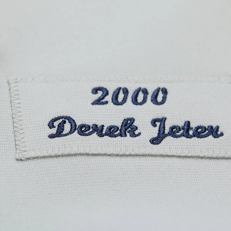 Maillot authentique Mitchell & Ness Derek Jeter gris pour homme des Yankees de New York, collection Cooperstown, Série mondiale 2000