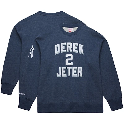 Sweat-shirt en molleton avec logo vintage et numéro Derek Jeter de Mitchell & Ness pour homme, bleu marine chiné, collection Legends des Yankees New York