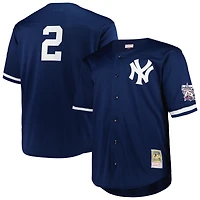 Men's Mitchell & Ness Derek Jeter Navy New York Yankees Big Tall Cooperstown Collection Mesh Batting Practice Jersey