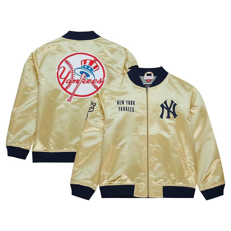 Veste légère en satin entièrement zippée Mitchell & Ness Gold New York Yankees OG 2.0 pour hommes