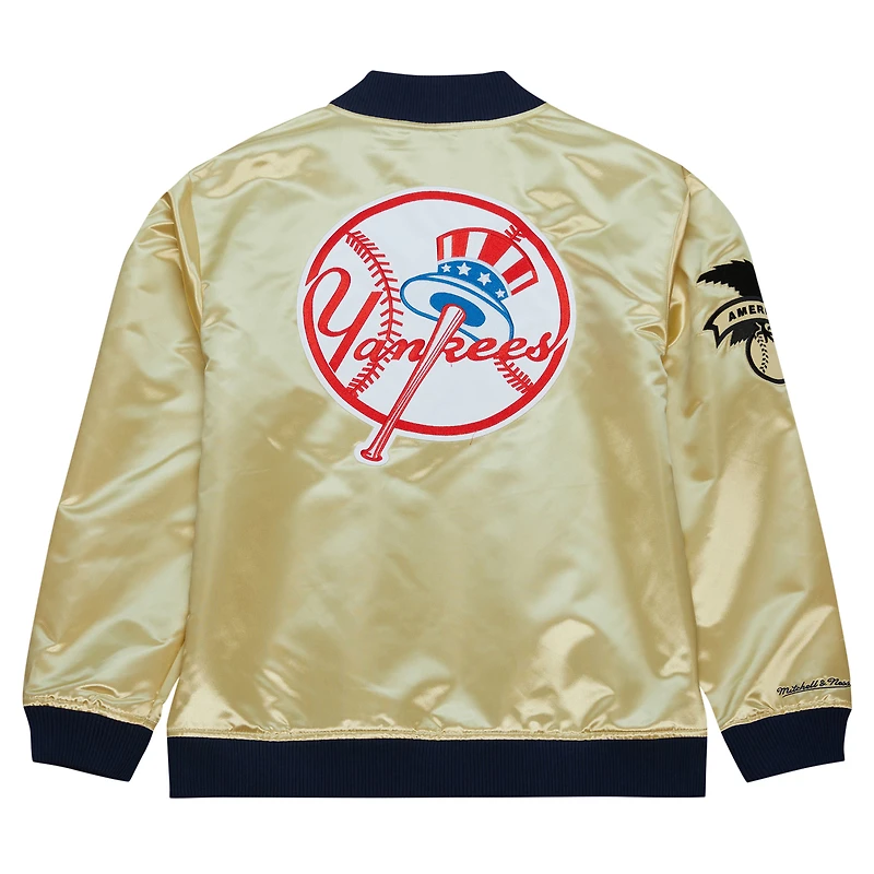 Veste légère en satin entièrement zippée Mitchell & Ness Gold New York Yankees OG 2.0 pour hommes