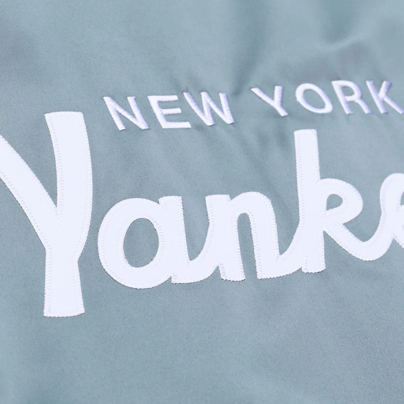 Men's Mitchell & Ness Gray New York Yankees Thunderstorm Head Coach Lightweight Satin Full-Snap Jacket
