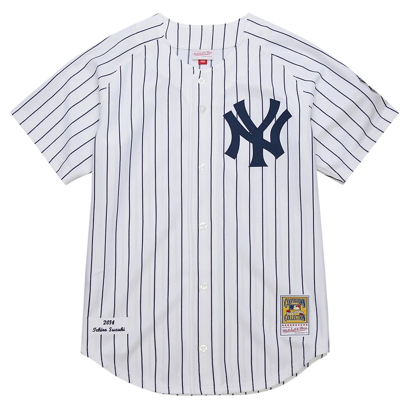 Maillot authentique rétro Mitchell & Ness Ichiro Suzuki blanc des Yankees de New York, collection Cooperstown 2014, pour homme