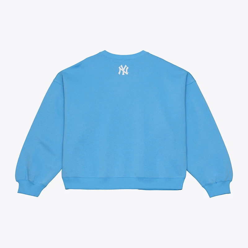 Sweat-shirt polaire Mitchell & Ness bleu clair pour homme, avec insigne des Yankees de New York