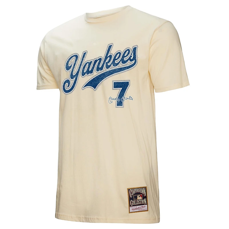 Men's Mitchell & Ness Mickey Mantle Cream New York Yankees Cooperstown Collection Player T-Shirt