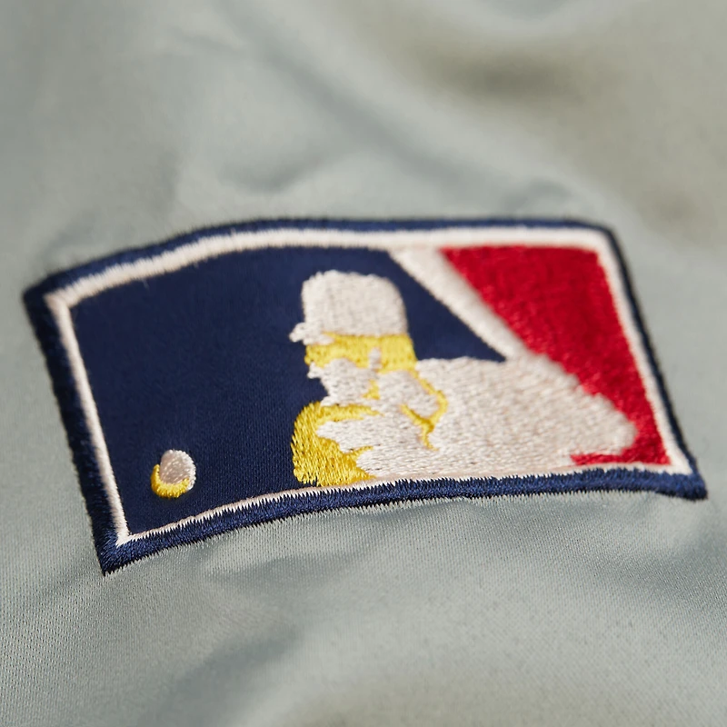 Veste Mitchell & Ness bleu marine/gris à boutons-pression pour homme, collection Cooperstown des Yankees de New York, Team Origins, en satin
