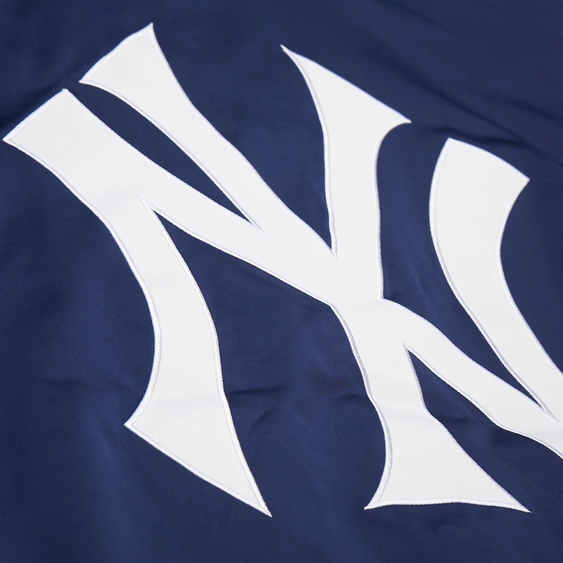 Veste Mitchell & Ness bleu marine/gris à boutons-pression pour homme, collection Cooperstown des Yankees de New York, Team Origins, en satin