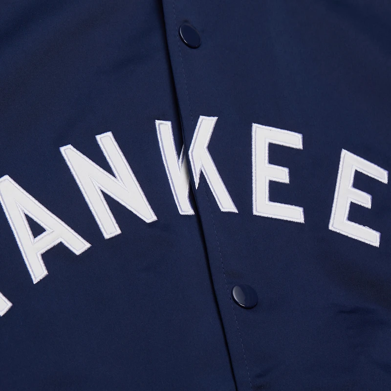 Veste Mitchell & Ness bleu marine/gris à boutons-pression pour homme, collection Cooperstown des Yankees de New York, Team Origins, en satin