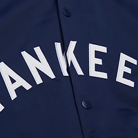 Veste Mitchell & Ness bleu marine/gris à boutons-pression pour homme, collection Cooperstown des Yankees de New York, Team Origins, en satin